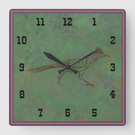 Reloj Cuadrado Southwest Roadrunner Sagebrush Green Western Style