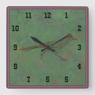 Reloj Cuadrado Southwest Roadrunner Sagebrush Green Western Style
