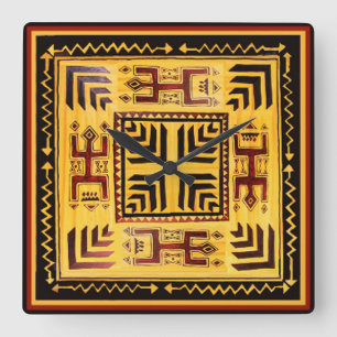 Reloj Cuadrado Southwest Tribal Petroglyph Wall Clock