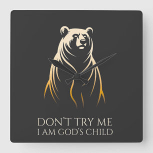 Reloj Cuadrado Soy gráfico de oso hijo de Dios