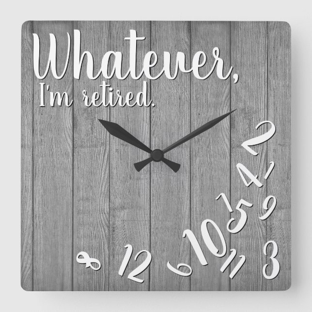 Reloj Cuadrado Soy jubilado de retiro gracioso de Rustic Wood (Anverso)