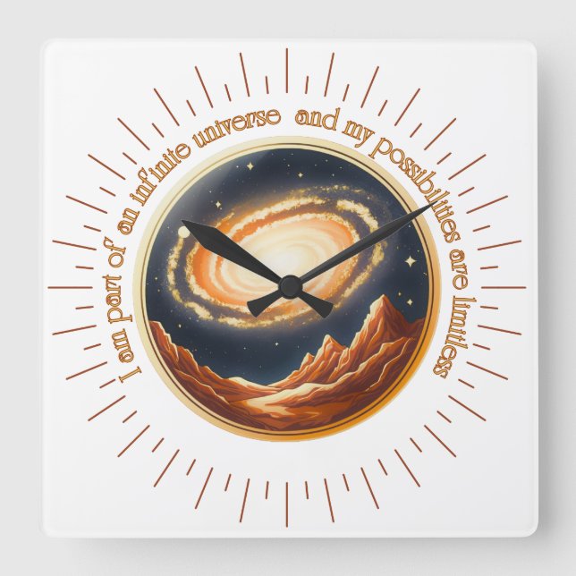 Reloj Cuadrado Soy parte de un universo infinito. (Anverso)