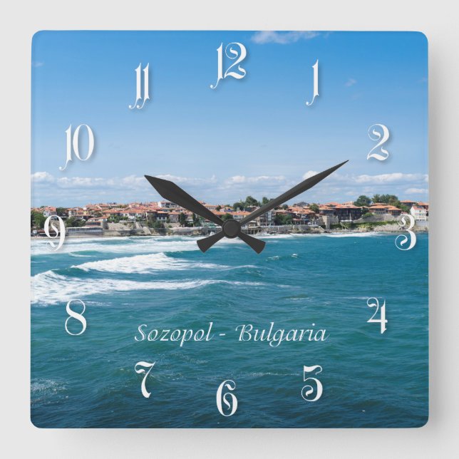 Reloj Cuadrado Sozopol, Bulgaria (Anverso)