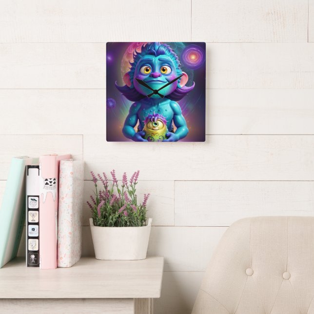 Reloj Cuadrado Space Alien & Friend (Sala de lectura)