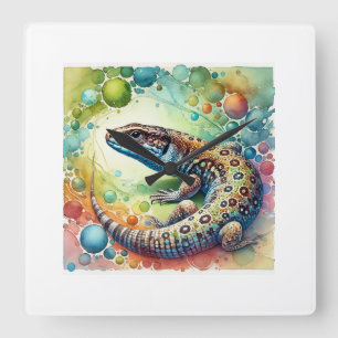 Reloj Cuadrado Speckled Lizard 260824AREF112 - Watercolor