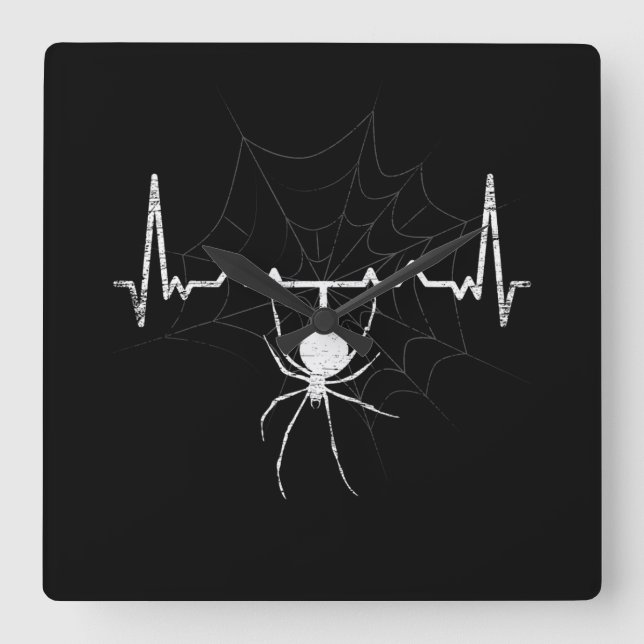 Reloj Cuadrado Spider Web Heartbeat Cobweb Spider Gift (Anverso)