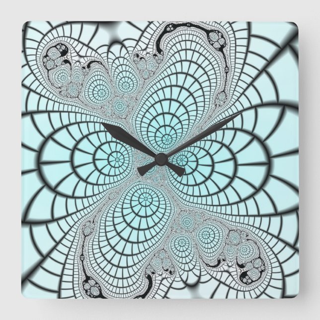 Reloj Cuadrado Spiderweb Fractal (Anverso)