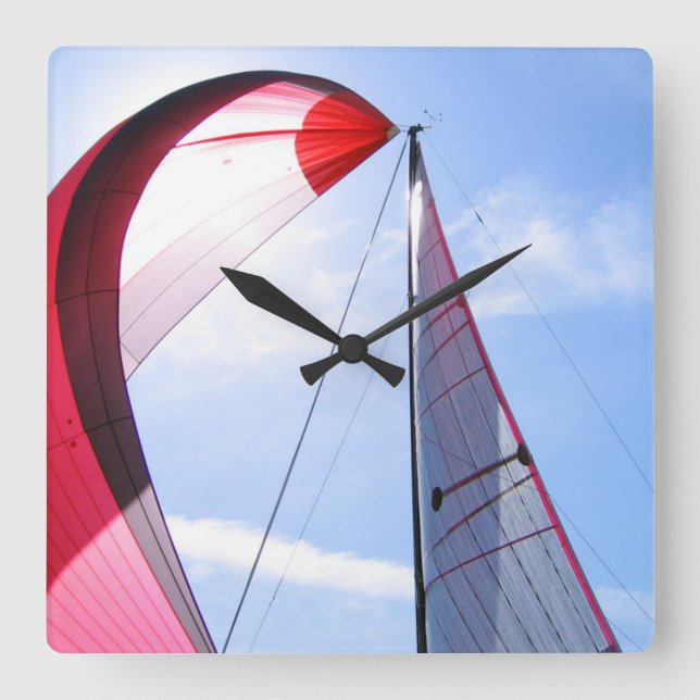 Reloj Cuadrado Spinnaker rojo con Sun (Anverso)