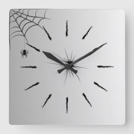 Reloj Cuadrado Spinnenweben Wanduhr Elegantes Weiß Schwarz Design