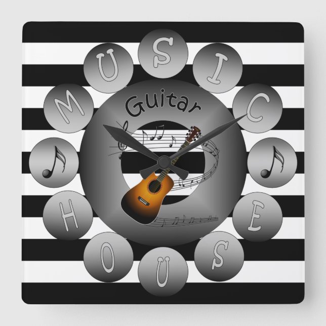 Reloj Cuadrado ~ ~Spiral de la escala de la guitarra ~Acoustic (Anverso)