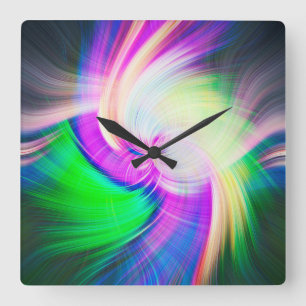 Reloj Cuadrado SPIRALFLUO - Fractal Psicodélico Colorido Moderno