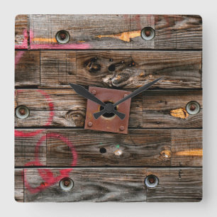 Reloj Cuadrado Spool de alambre de madera rústica industrial