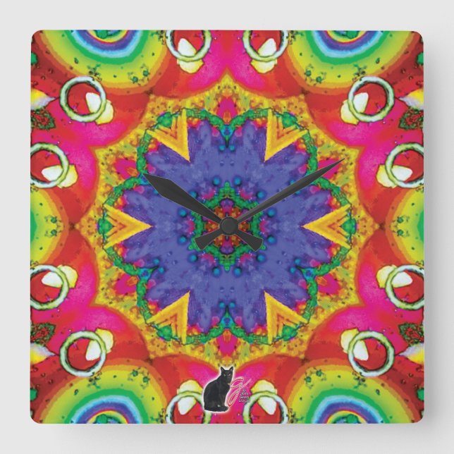 Reloj Cuadrado Spores Kaleidoscope (Anverso)