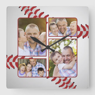Reloj Cuadrado Sports Fan Baseball Photo Collage Father's Day