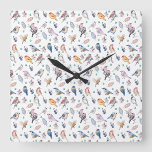 Reloj Cuadrado Spring Birds Pattern
