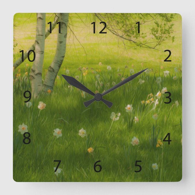 Reloj Cuadrado Spring Daffodils (Anverso)