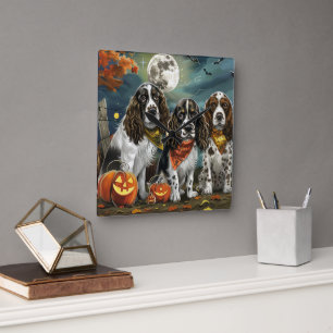 Reloj Cuadrado Springer Spaniel Halloween Spooky