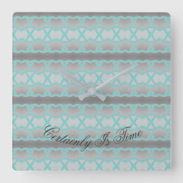 Reloj Cuadrado Square Clock With Teal And Grey