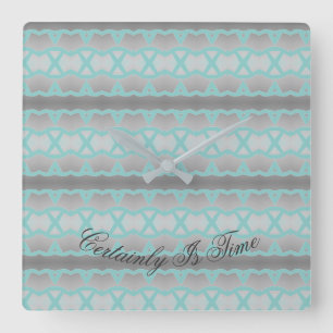 Reloj Cuadrado Square Clock With Teal And Grey