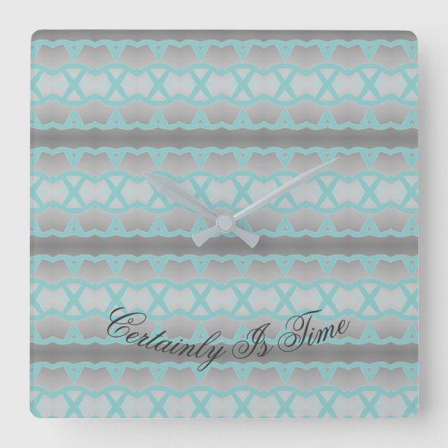 Reloj Cuadrado Square Clock With Teal And Grey (Anverso)