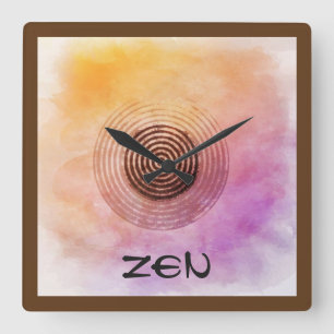 Reloj Cuadrado Square Pink Yellow Zen Garden Clock