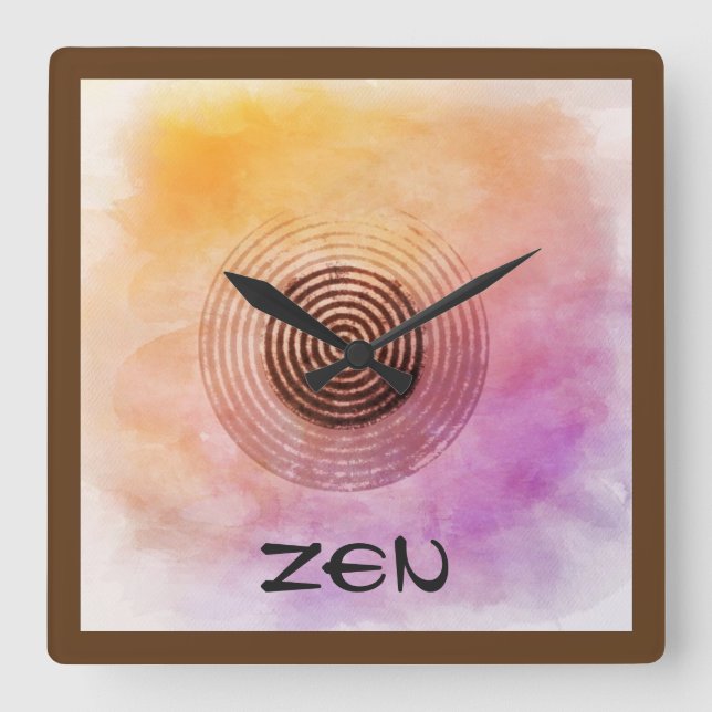 Reloj Cuadrado Square Pink Yellow Zen Garden Clock (Anverso)