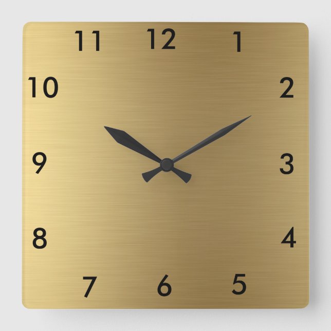Reloj Cuadrado Square Wall Clock Gold Color (Anverso)