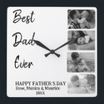 Reloj Cuadrado Square wall clock, personalized, father's day.<br><div class="desc">Square wall clock, personalized, father's day, mother's day. Decorative square wall clock to give to mom and dad on father's day and mother's day, personalized with collage of photos of parents with their babies, children's names and date of the event, can also be customized for mom just place the photos...</div>