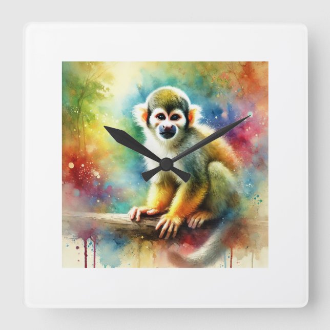 Reloj Cuadrado Squirrel Monkey in a Colorful Light 210924AREF138  (Anverso)