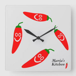 Reloj Cuadrado Sr. pimiento picante - cocina personalizada