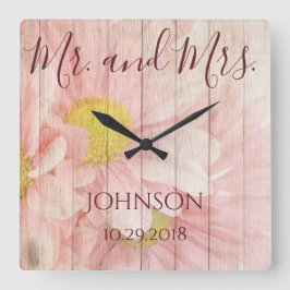 Reloj Cuadrado Sr. y señora Personalized Floral