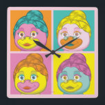 Reloj Cuadrado Sra. Birdy Pop Art<br><div class="desc">La imagen icónica de la señorita Birdy se presenta en cuatro tonos de color eléctrico en este diseño inspirado en el Pop Art.</div>