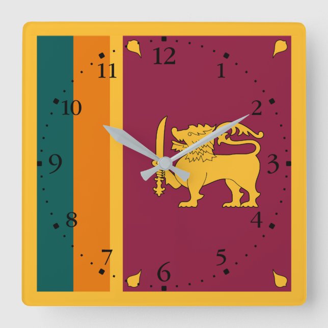 Reloj Cuadrado Sri Lanka Flag (Anverso)