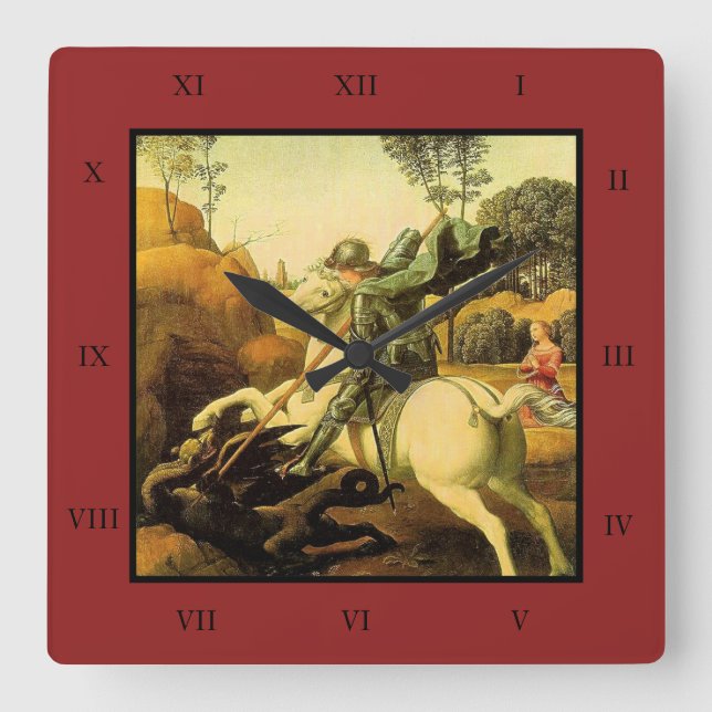 Reloj Cuadrado "St. George and the Dragon" de Raphael (alrededor  (Anverso)