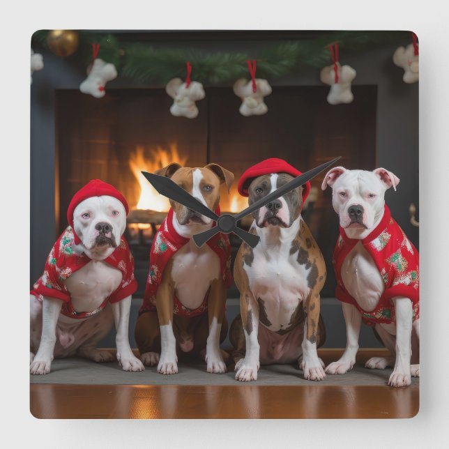 Reloj Cuadrado Staffordshire estadounidense por los Navidades de  (Anverso)