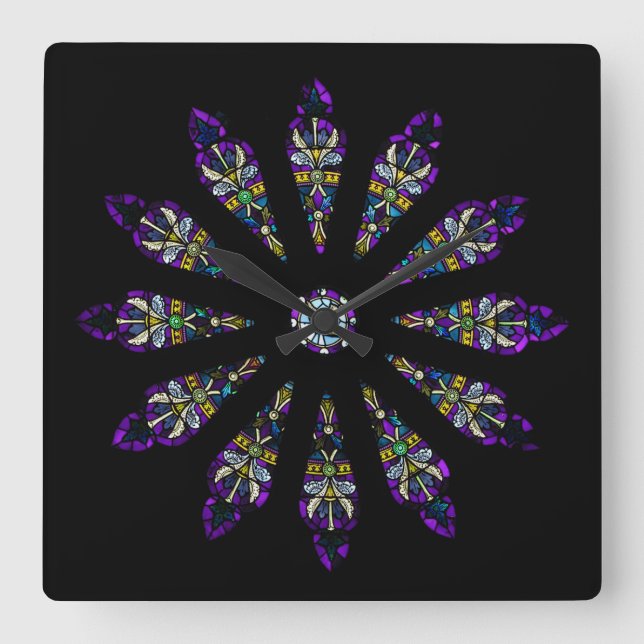 Reloj Cuadrado Stained Glass Mandala Wall Clock (Anverso)