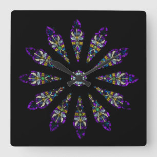 Reloj Cuadrado Stained Glass Mandala Wall Clock