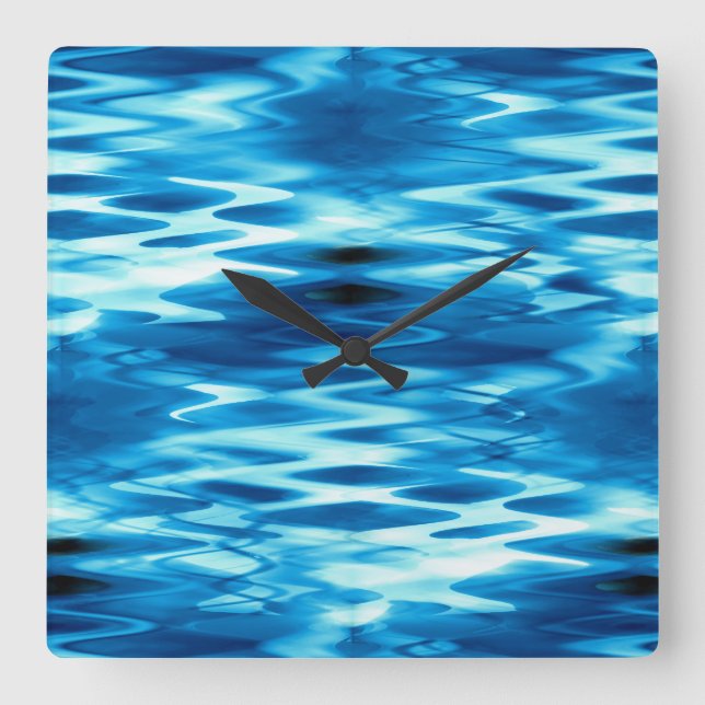 Reloj Cuadrado Stained gradient blue forming abstract whirlpool (Anverso)