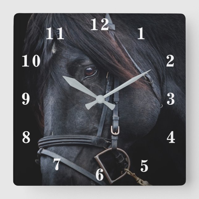 Reloj Cuadrado Stallion negro (Anverso)