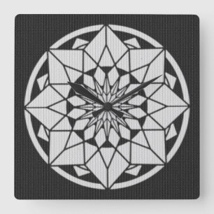 Reloj Cuadrado Star Mandala tejiendo blanco y negro