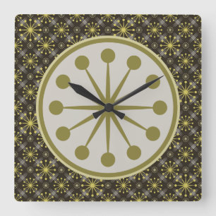 Reloj Cuadrado Starburst and Lines Midury Pattern Earth Hues
