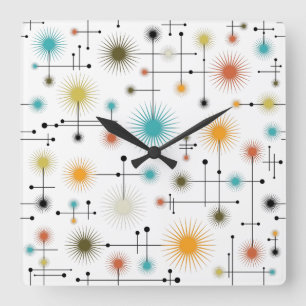 Reloj Cuadrado ¡Starbursts retro un Ir-Ir!