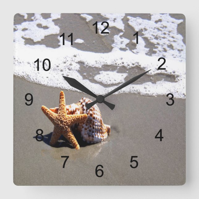 Reloj Cuadrado Starfish And Shell (Anverso)