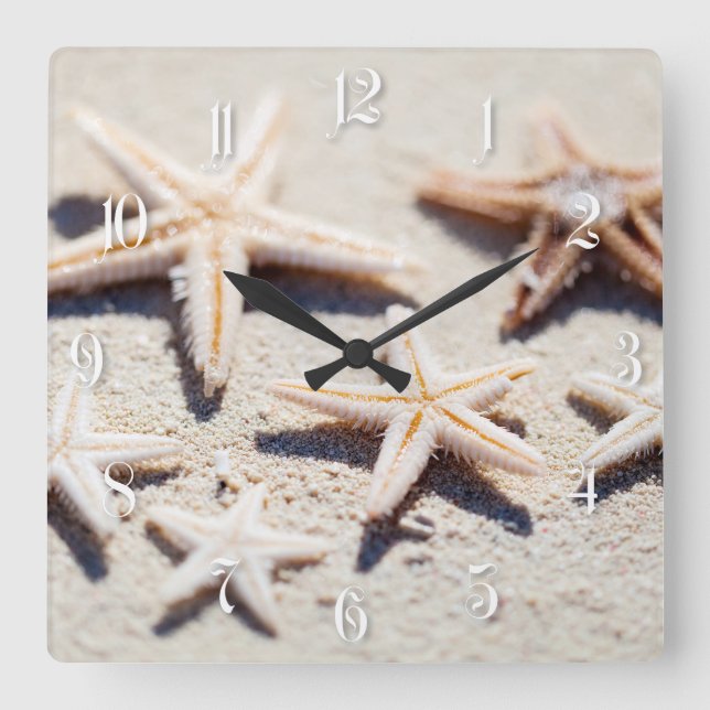 Reloj Cuadrado Starfish en la arena (Anverso)