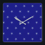 Reloj Cuadrado Starfish Patterns Navy Blue Custom Nautical Gift<br><div class="desc">Printed with cute starfish patterns in solid blue background! You may change the background color as you like.</div>