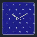 Reloj Cuadrado Starfish Patterns Navy Blue Custom Nautical Gift<br><div class="desc">Printed with cute starfish patterns in solid blue background! You may change the background color as you like.</div>