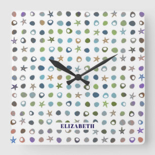 Reloj Cuadrado Starfish & Sea Shells personalizados