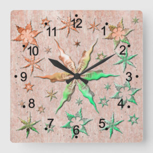 Reloj Cuadrado starfishas metálicas grabado en relieve texturizad