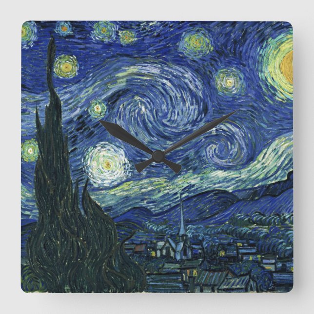 Reloj Cuadrado Starry Night Vincent van Gogh Fine Art Painting (Anverso)