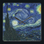 Reloj Cuadrado Starry Night Vincent van Gogh Fine Art Painting<br><div class="desc">Vincent van Gogh (Dutch, 1853 - 1890) Starry Night, 1889, Oil on canvas Unframed: 73 × 92 cm (28.7 × 36.2 in) This painting depicts the view from the east facing window of Van Gogh's asylum room at Saint-Rémy-de-Provence, he added an idealized village. It has been in the permanent collection...</div>